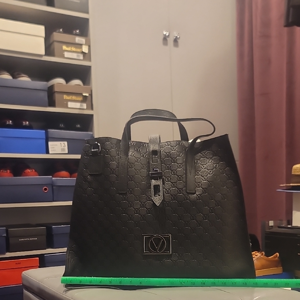 Valentino Men's Embossed Black Leather Briefcase - Picture 7 of 8